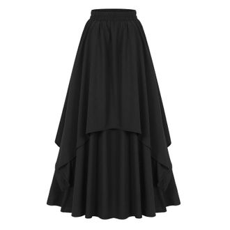 Generic Ladies Midi Maxi Full Length Winter Autumn A-Line Swing High Waist Gothic Skirt High Waist Pirate A-Line Skirt Retro Gothic Style Skirt Skirt Medieval