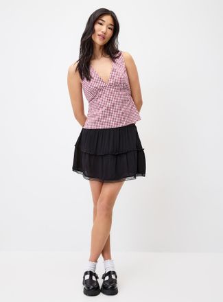 Twik Womens Lace-hem crinkled skort