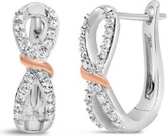 House of Brilliance 10K White and Rose Gold 1/3 Ct Diamond Infinite and Ribbon Hoop Earrings at Nordstrom