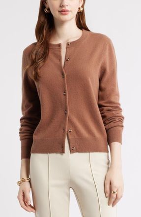 Nordstrom Cashmere Button-up Cardigan in Brown Clove at Nordstrom, Size Xx-Large