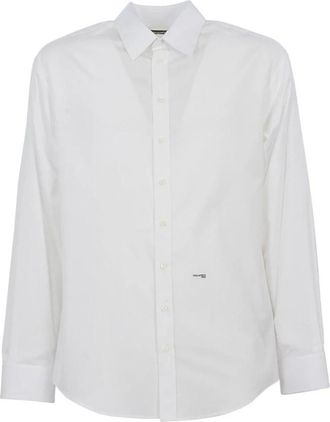 Dsquared2 Witte Katoenen Overhemd Lange Mouwen - Heren - Zakelijke Overhemden - Wit - L - Katoen - Overhemden