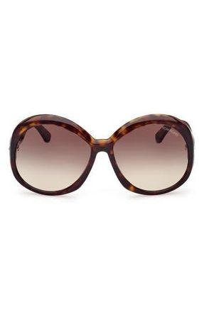 Tom Ford 62mm Gradient Oversize Round Sunglasses in Dark Havana/Brown Yellow at Nordstrom Rack