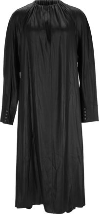 Acne Studios Acne Studios geplooide satijnen midi-jurk in zwart triacetaat