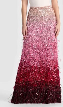 Alice & Olivia Ashton Feathered Skirt In Pink