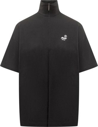 Msgm Jersey T-shirt met hoge hals en rits - Dames - T-shirts - Zwart - S - Katoen - Tops