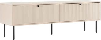Oviala Mueble TV 2 puertas acero y decoración MDF melamina 150 cm beige