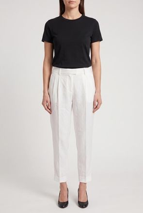 Brunello Cucinelli White Linen Blend Trousers, Brand Size 44 (US Size 10)