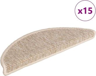 vidaXL Alfombras De Escalera 15 Pcs 56x17x3 Cm Beige-luz