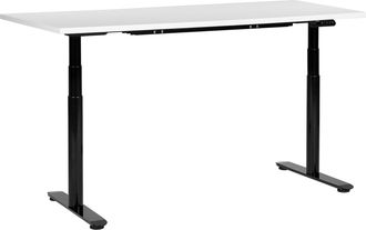 Beliani Escritorio De Altura Regulable El&eacute;ctrico Dise&ntilde;o Moderno Patas Redondas 160 X 72 Cm Tablero Blanco Soporte De Acero Negro Destinas
