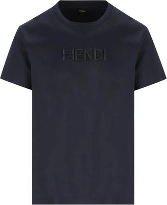 Fendi T-Shirts, male, Blue, Size: 2XL FF Postcards Logo T-Shirt