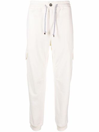 Brunello Cucinelli drawstring cargo cotton joggers - White