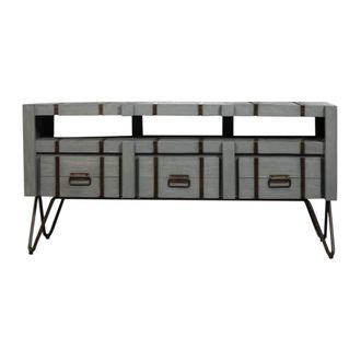 Wanda Collection Mueble doble para cuarto de ba&ntilde;o de mindi y metal 160 cm gris