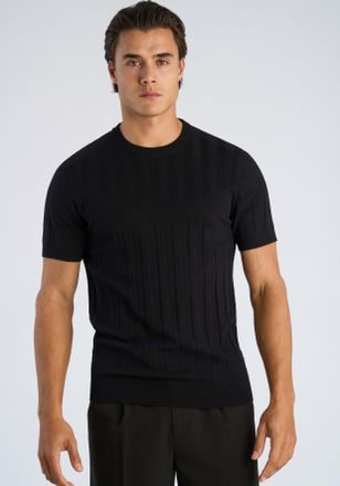 Lindbergh Kurzarmpullover LINDBERGH, Herren, Gr. XXL, dusty schwarz, Strick, Obermaterial: 70% Viskose, 30% Polyamid, unifarben, gerade h&uuml;ftbedeckend, Rundhals,