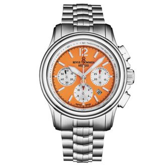 Revue Thommen Air Speed Chronograph Automatic Orange Dial Mens Watch 16041.6439
