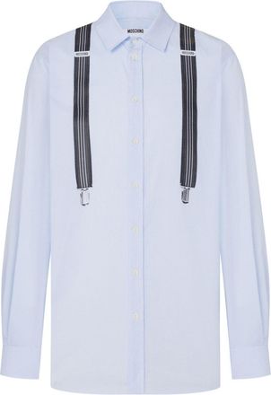 Moschino Long-Sleeved Light Blue Shirt With Printed Suspenders