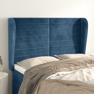 vidaXL Vidaxl - Cabecero Con Orejas De Terciopelo Azul Oscuro 147x23x118/128 Cm