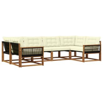 vidaXL Conjunto De Sof&aacute;s De Exterior Con Coj&iacute;n 6 Pcs Natural Y Crema Vidaxl