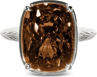 Sterling Forever Sterling Silver Elongated Cushion Chocolate CZ Cocktail Ring