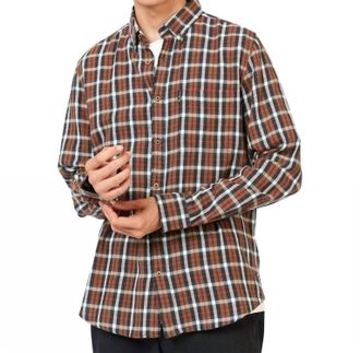 Ben Sherman Herringbone Check Long Sleeve Shirt In Ginger