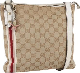 Gucci Jolicoeur Messenger Gg Canvas Beige Canvas Handbag (Pre-Owned)
