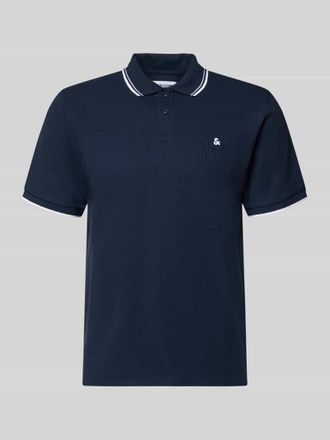 Jack & Jones Jack & Jones Regular Fit Poloshirt mit Strukturmuster Modell AUSTIN in Dunkelblau, Gr&ouml;&szlig;e XXL