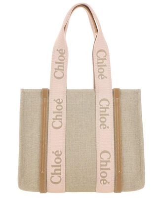 Chlo&eacute; Woody Linen Shoulder Bag