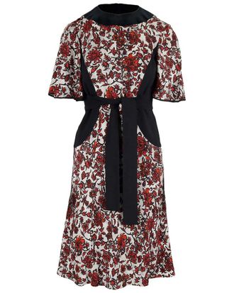 Louis Vuitton Red Black Floral Printed Dress, Size Eu; 40 (Authentic Pre- Loved)