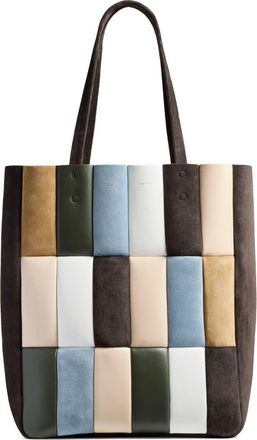 Khaite Zoe Patchwork Panel Suede & Leather Tote in Dark Brown Multi at Nordstrom