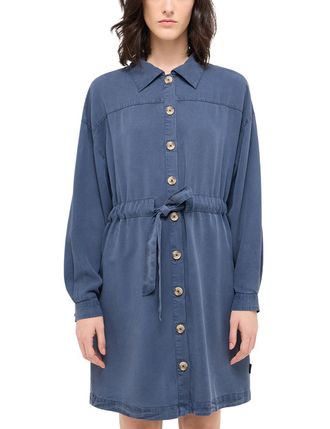 Mustang Minikleid MUSTANG Damen Style Bodie, Damen, Gr. 42, blau, Web, 100% Lyocell, loose fit, Kleider Minikleid