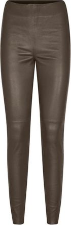 Mos Mosh Stretch leren leggings in leisteen zwart - Dames - Leren Broeken - Zwart - L - Broeken