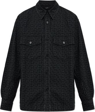 Balmain Denim Shirt with Monogram - Heren - Spijkeroverhemden - Zwart - XL - Denim - Overhemden