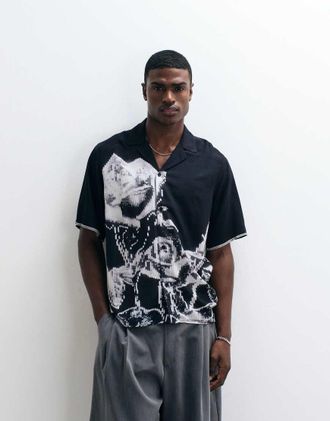 Vertere Berlin Morph - Camicia in viscosa nera e bianca-Nero