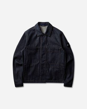 Stone Island Men s Indigo Denim-Raw Coach Jacket Blue Raw