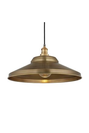 Industville Brooklyn Outdoor & Bathroom Giant Step Pendant, 18 Inch, Brass, Brass Holder