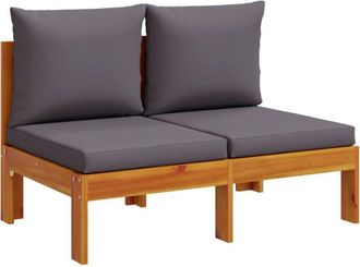 vidaXL Sof&aacute; Jard&iacute;n Sin Reposabrazos Con Cojines 2 Plazas Madera Acacia Vidaxl