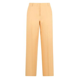 Max Mara Straight Trousers, female, Orange, Size: XS Straight linen pants