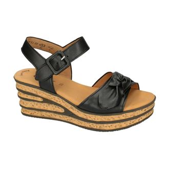Gabor Plateau Wedge Sandal 44.653.27 - Dames - Sleehakken - Zwart - 38 1/2 EU - Leer - Schoenen