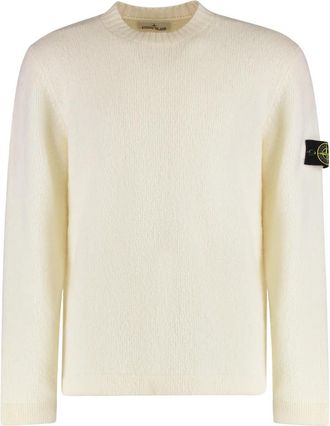 Stone Island Trui met ronde hals - Heren - Ronde hals truien - Wit - 2XL - Wol - Truien & Vesten