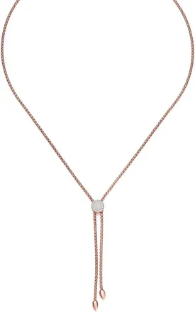 Monica Vinader Rose Gold Fiji Pave Button Lariat Diamond Necklace Diamond