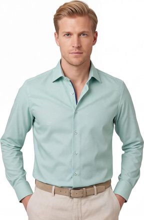 Eterna Overhemd Eterna comfort fit groen semi wide spread boord