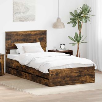 vidaXL Vidaxl Struttura Del Letto Con Cassetto Rovere Fum&eacute; 100 X 200 Cm