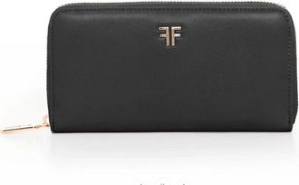 Fracomina Zwarte ritsportemonnee Donna - Dames - Portefeuilles - Zwart - ONE Size - Leer - Accessoires
