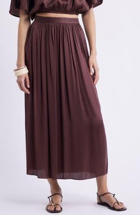 Nordstrom Gathered Midi Skirt in Brown Malicacia at Nordstrom Rack, Size X-Large