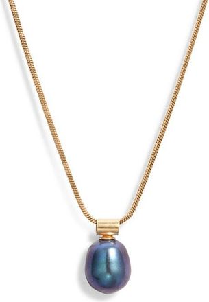 Set & Stones Nathalie Freshwater Pearl Pendant Necklace in Gold /Peacock at Nordstrom