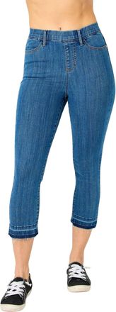 Judy Blue Womens High Waist Easy Pull On Capri Jeans, Medium Blue, 9