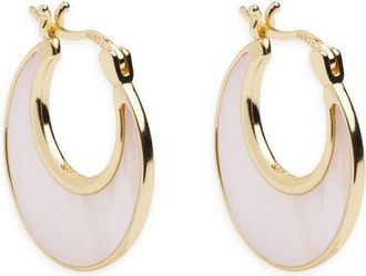 Argento Vivo Mother-of Pearl Crescent Hoop Earrings in Gold/White at Nordstrom