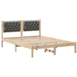 vidaXL Estructura De Cama Con Cabecera Gris Oscuro 140 X 200 Cm Vidaxl