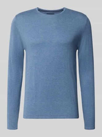 Christian Berg Strickpullover aus Baumwolle mit Rundhalsausschnitt in Jeansblau Melange, Gr&ouml;&szlig;e 3XL