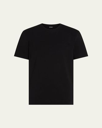 Ermenegildo Zegna Mens Cotton Jersey Tonal Logo T-Shirt