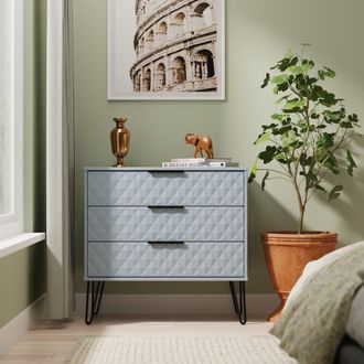Lewis's Harlequin 3 Drawer Chest in Denim Blue - Ready Assembled - Lewiss Home | TJ Hughes